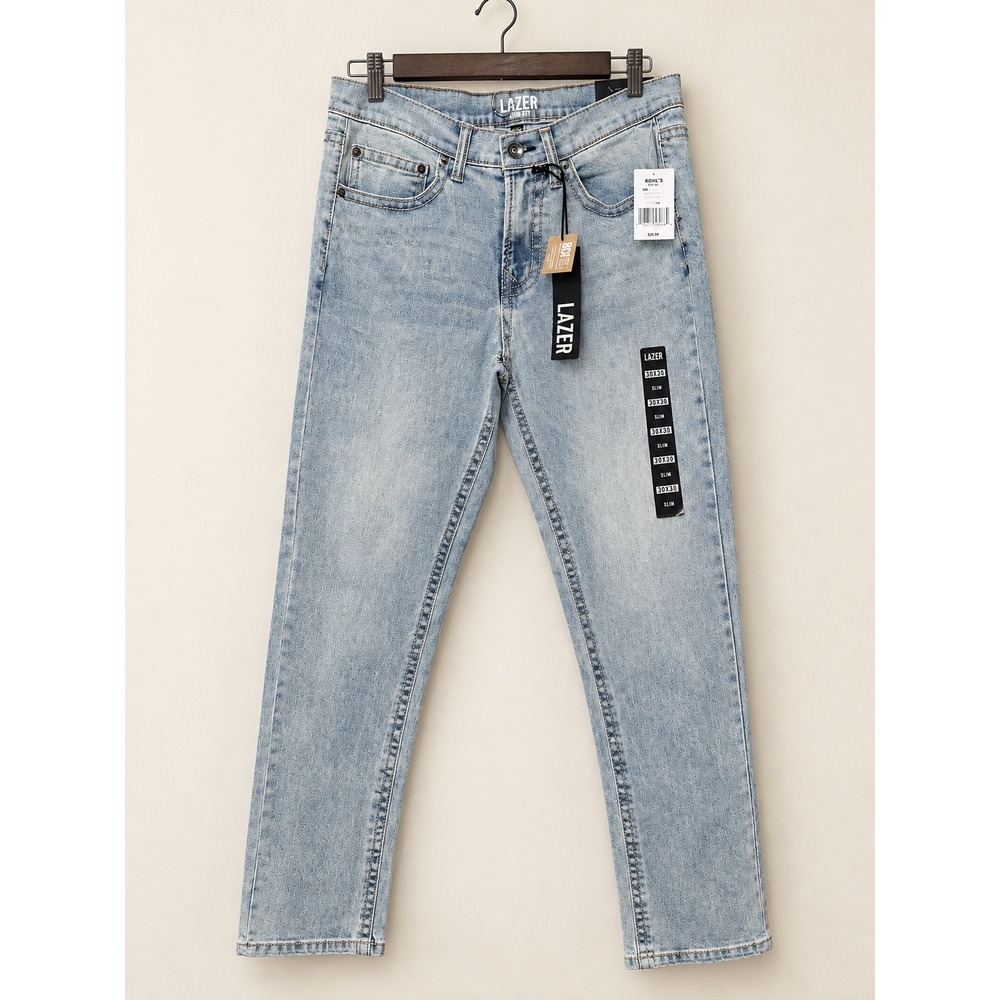 Lazer Mens Slim Fit Jeans Light Wash Denim Blue 30x30 NWT